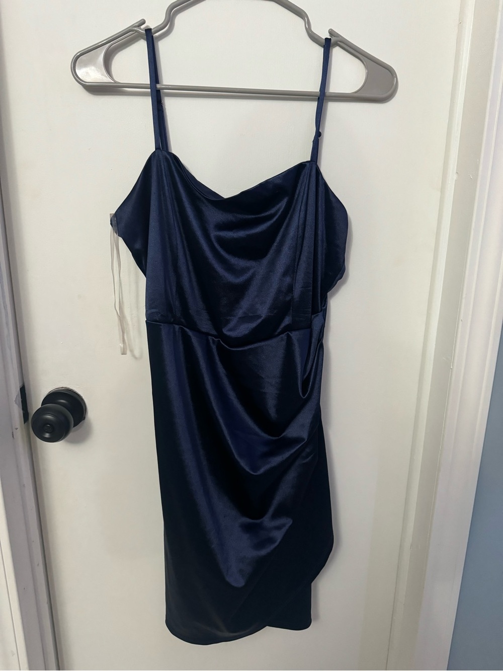 Honey & Rosie Navy Satin Spaghetti Strap Dress